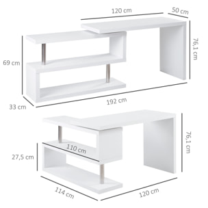 Mesa de Ordenador Esquina Giratorio 360° 114x120x76,1cm Blanco