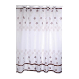 Rideau de douche Polyester KAYA 180x200cm QUALITE PREMIUM Blanc & Marron - Anneaux inclus MSV