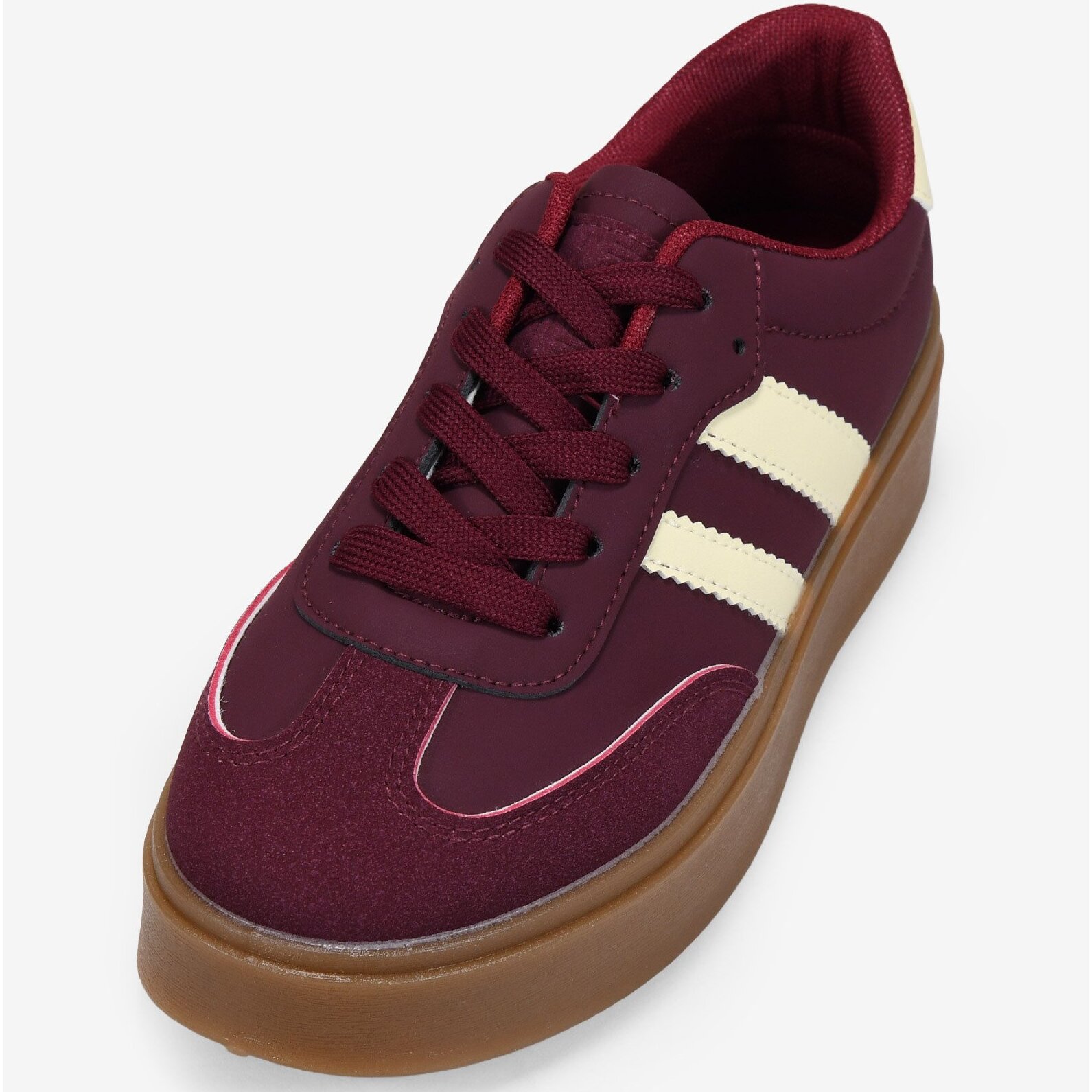 Zapatillas de plataforma burdeos con cordones