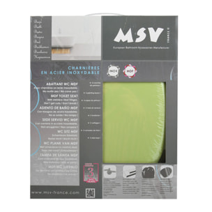 Abattant wc MDF CLEO Vert Amande - Charnières Inox MSV