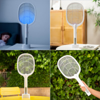 Racchetta elettrica per insetti ricaricabile con luce UV 2 in 1 Elecfly - bianco
