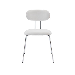 2 chaises décor bois courbé teinté noyer et tissu déperlant blanc. pieds métal chromé - L 45 x P 55 x H 80cm - Erin
