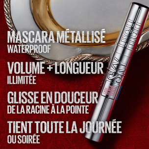 Maybelline New York Mascara Waterproof Cil Sensational Sky High Silver Chrome effet chromé argenté volume et longueur illimitée,