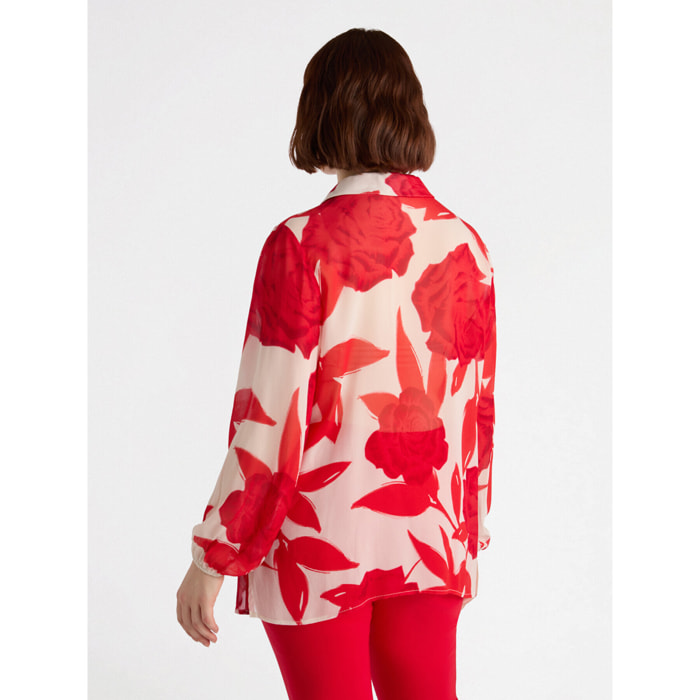 Fiorella Rubino - Blusa con estampado de rosas - Rojo