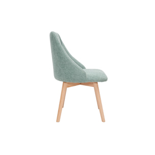 Chaises scandinaves en tissu effet velours texturé vert céladon et bois clair (lot de 2) HIGGINS