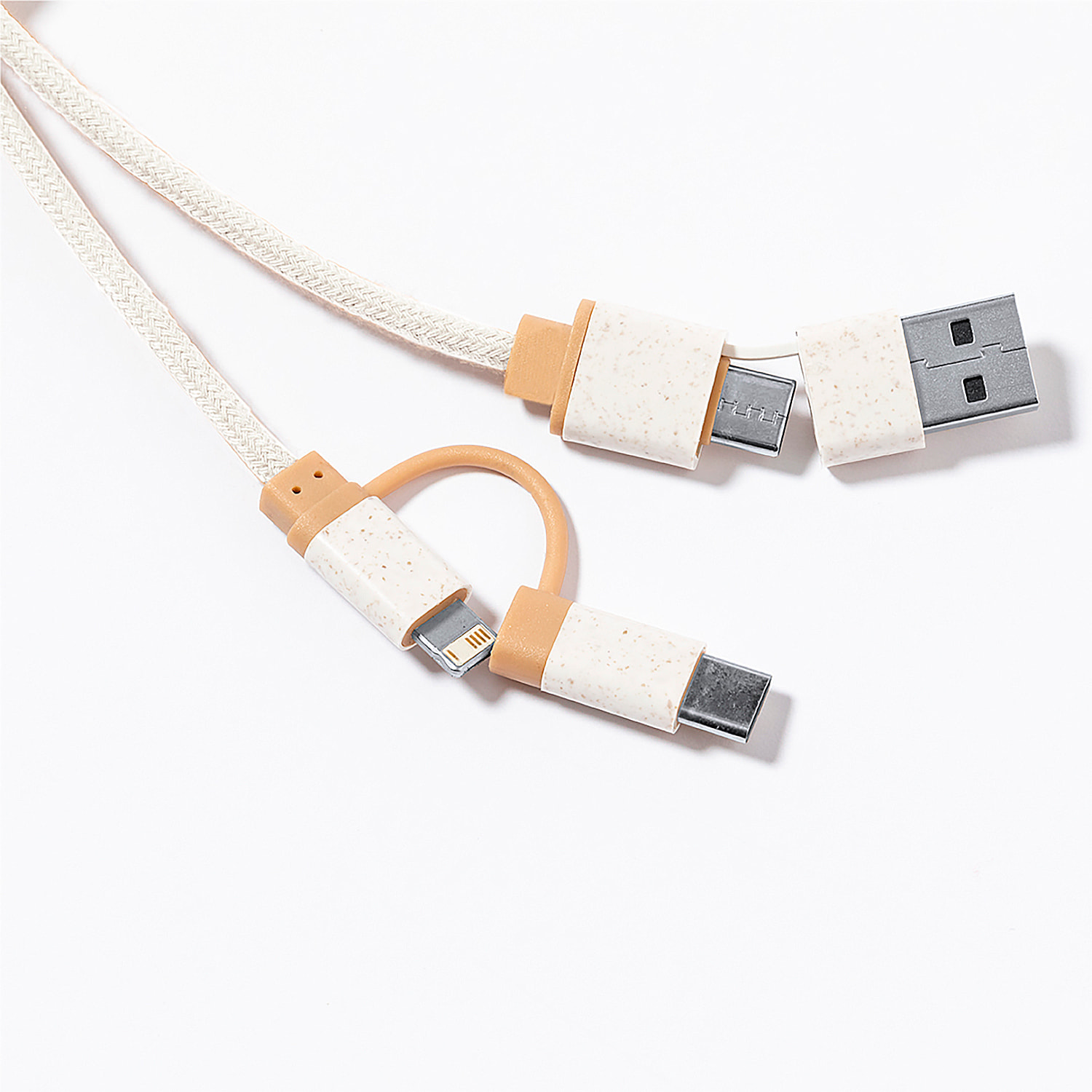 Cavo di ricarica in bambù a tripla natura: Micro USB, Tipo C e Lightning 5 V CC 2,4 A