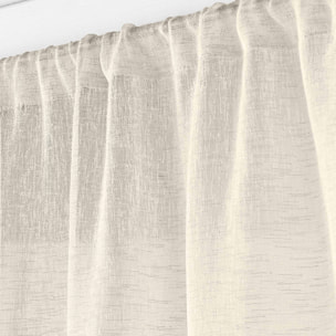 Paire de voilages passe-tringle en voile tissé pour porte-fenêtre - Lin