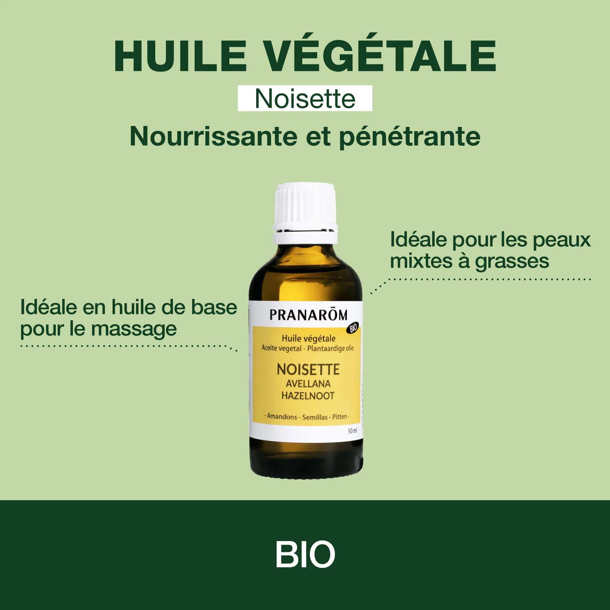 Pranarom - Huile Végétale de Noisette - Bio - 50 ml