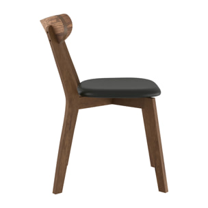 Lot de 2 chaises en cuir synthétique noir et bois de frêne - Tabata