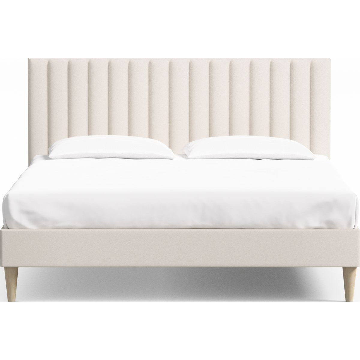 Lit adulte en velours avec tête de lit matelassée - ELIOT