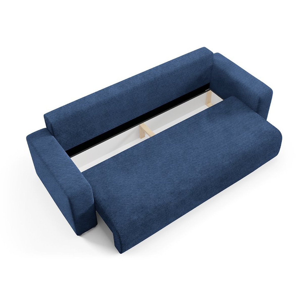GLORIA - Canapé droit convertible 3 places en tissu bleu