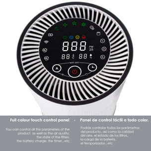 DAM Robot purificatore d'aria con formaldeide, anioni, TVOC ed eliminazione del 99,97% dei batteri. 31x31x47 cm. Colore bianco