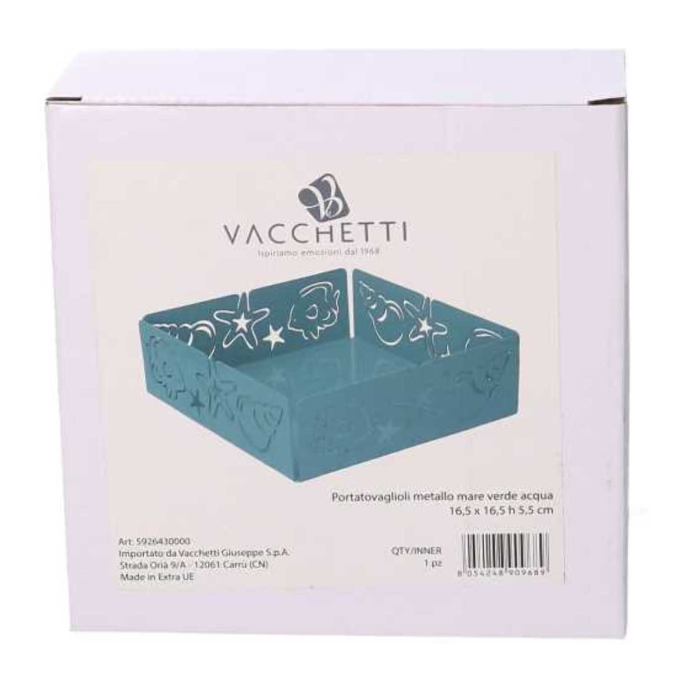 Portatovaglioli in metallo mare verde acqua quadrato cm16,5x16,5x5,5