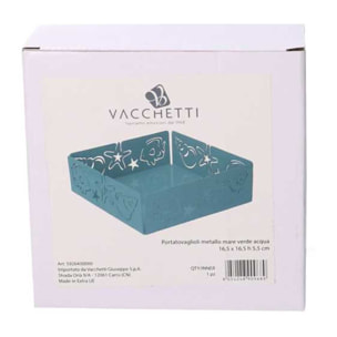 Portatovaglioli in metallo mare verde acqua quadrato cm16,5x16,5x5,5