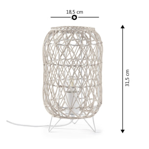 Lámpara de mesa de ratán natural, diámetro 18,5 cm