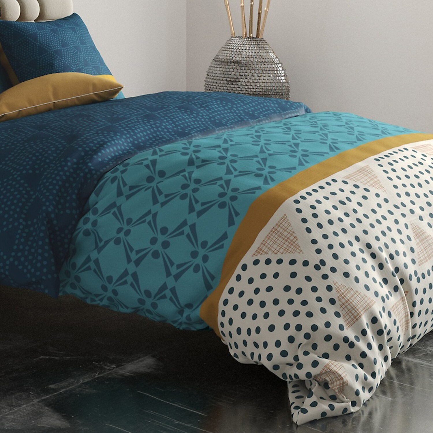 Parure housse de couette imprimé 100% coton - oda