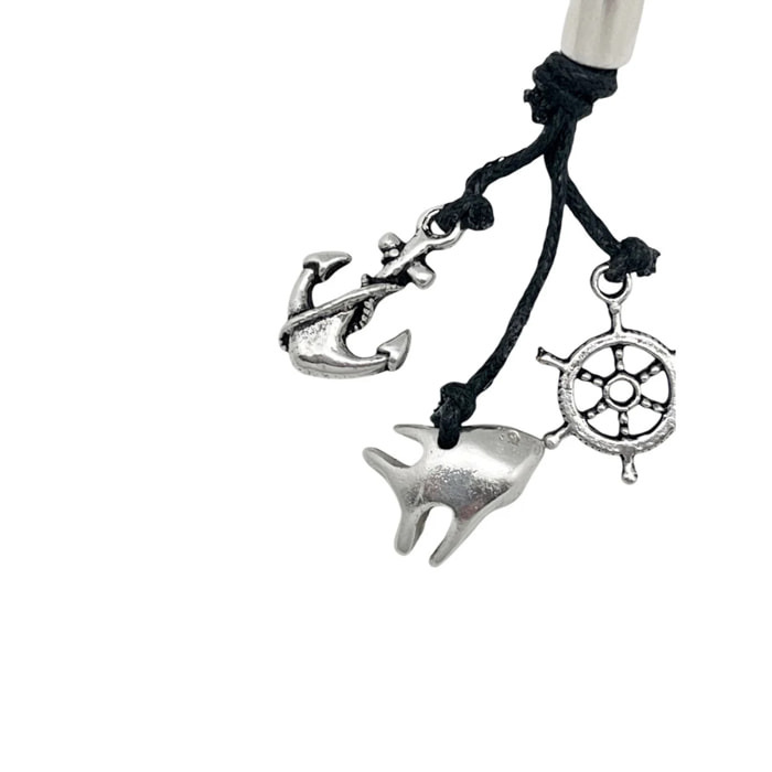 Llavero MiGuia eb negro y plata chapado