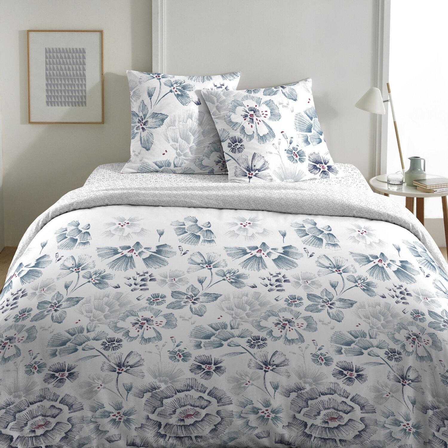 Parure housse de couette 3pcs 100% coton unie blanc ambre
