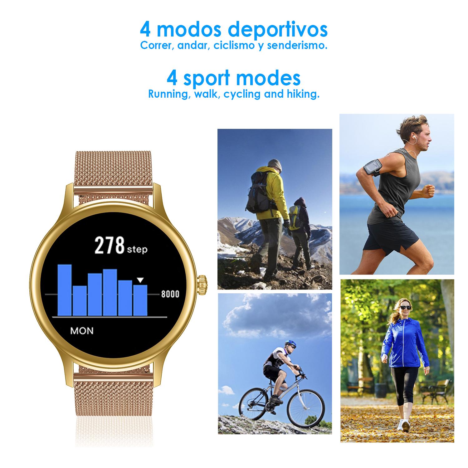 Smartwatch DT66 con monitoraggio della pressione sanguigna e dell'ossigeno. Varie modalità sportive. Notifiche per iOS e Android.