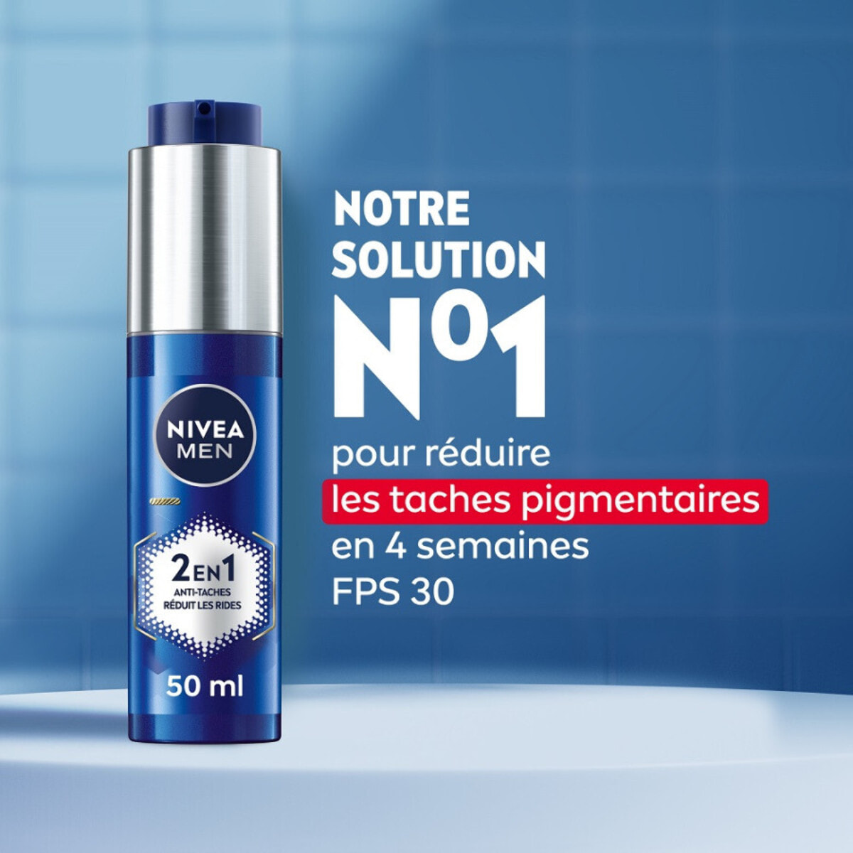 Pack de 2 - NIVEA MEN - Crème visage Homme Hydratante 2-en-1 Anti-Âge & Anti-Taches NIVEA MEN POWER 2X50ml