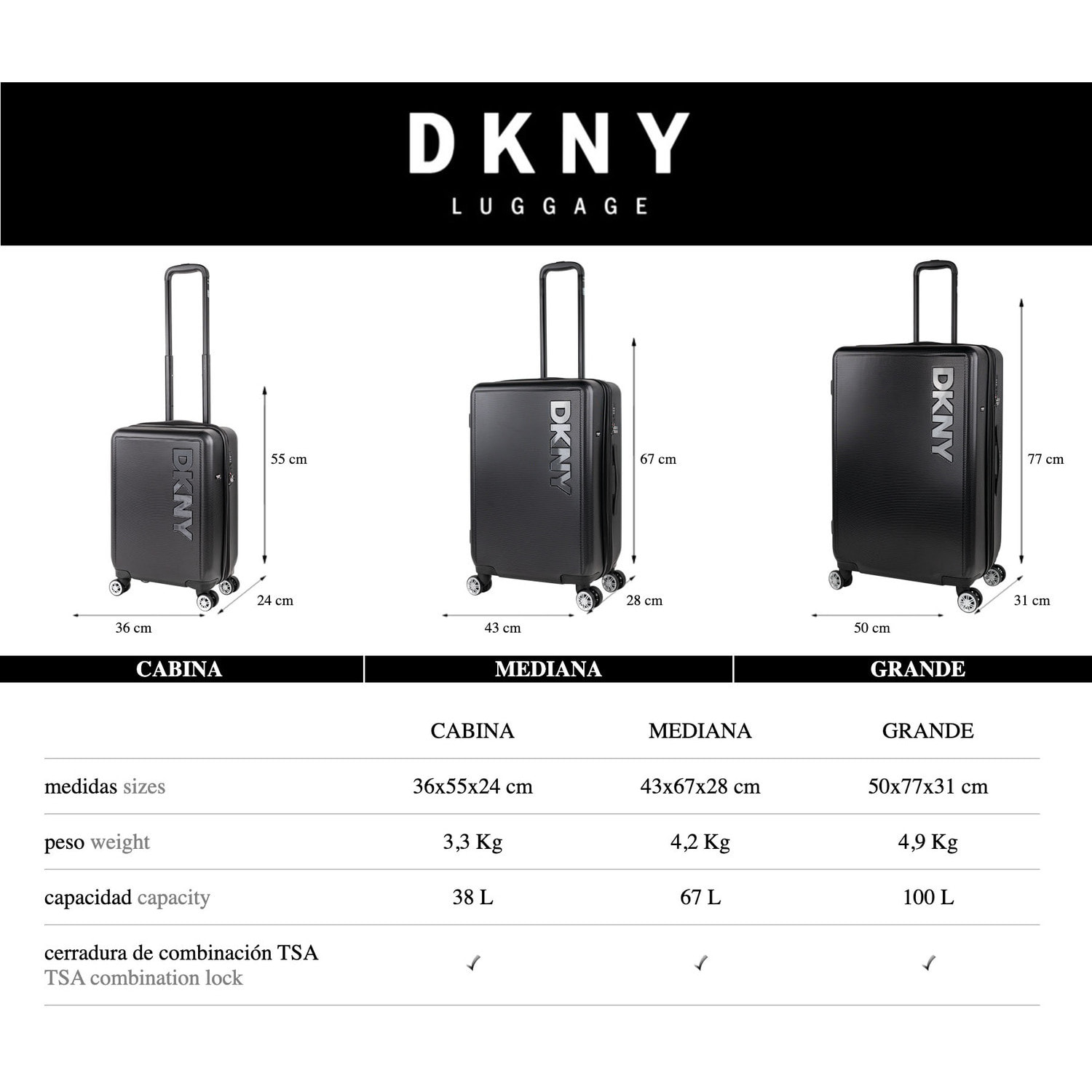 Juego De Maletas Pc Dkny Dkny-3103 Simply Put Negro