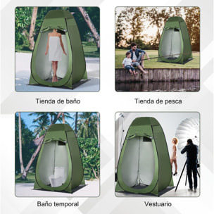 Tienda de Campaña Instantánea Pop-Up Tienda de Ducha Camping Portátil con Gancho Bolsillo Bolsa de Transporte y UV 20+ para Baño Vestuario Cambiador 126x124x189 cm Verde Oliva