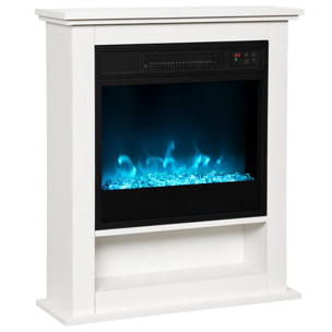 Cheminée électrique LED multicolore design classique niche rangement télécommande blanc noir