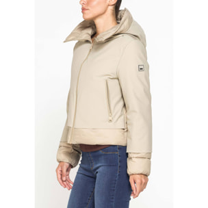 GIUBBINO CORTO CON CAPPUCCIO IN DOPPIO TESSUTO