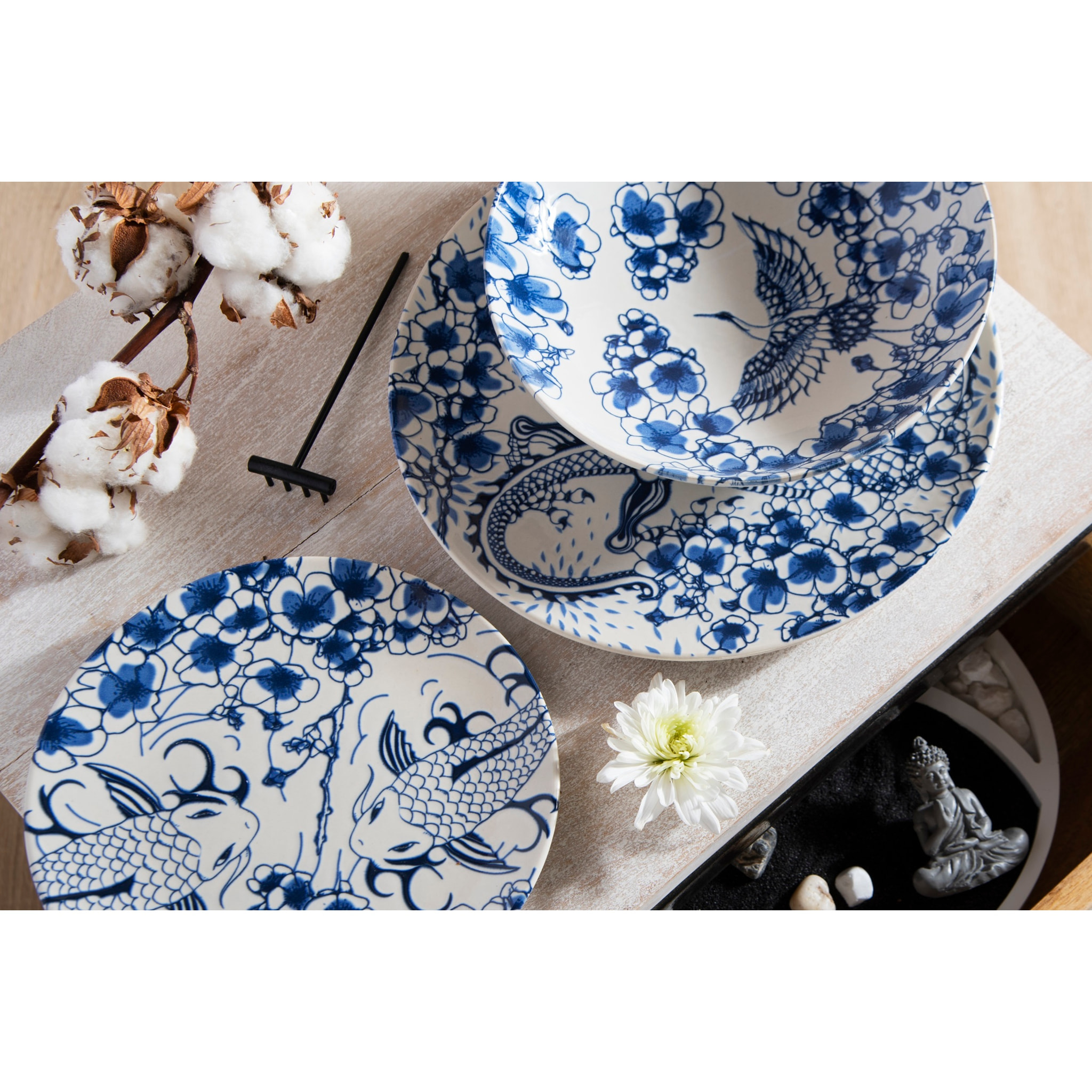 Servizio piatti 18 pezzi Excelsa – Zen, Ceramica Blu