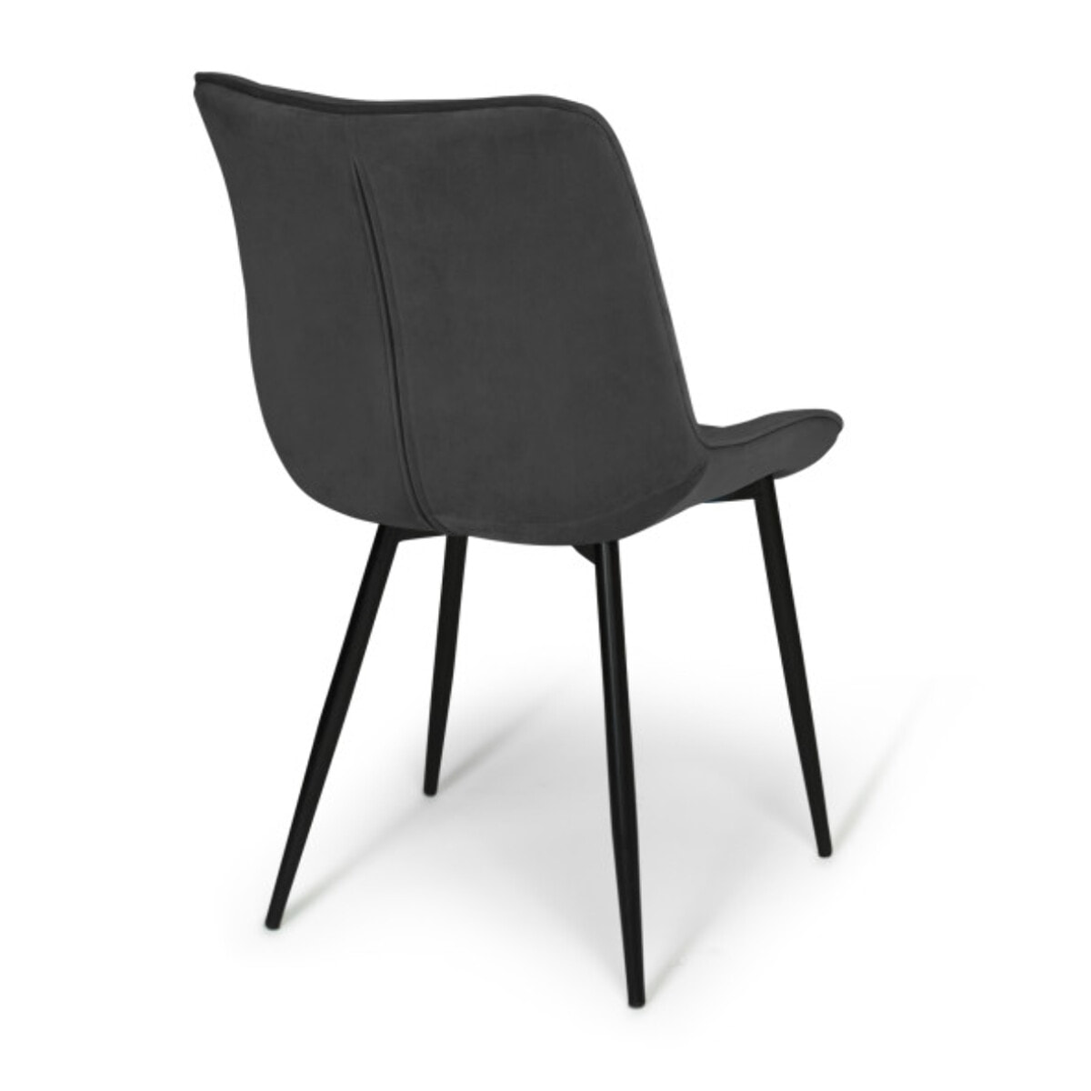 Chaises Melinda en velours - Gris - Pieds noirs