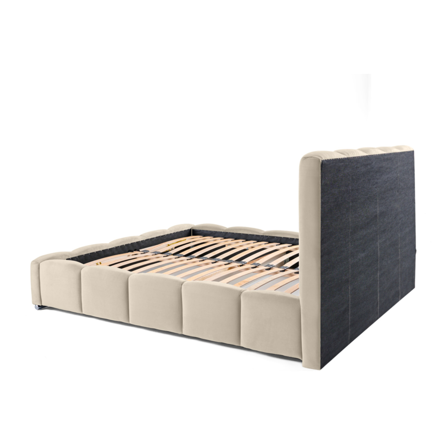 Torreon - lit coffre - 140x200 - sommier inclus - en velours - Beige