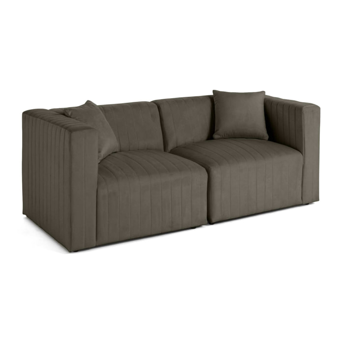 Nova - canapé modulable 2 places - en velours - Gris