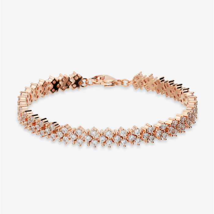 Bracciale Tennis Doppio con Cubic Zirconia Bianche placcato Oro Rosa 18Kt