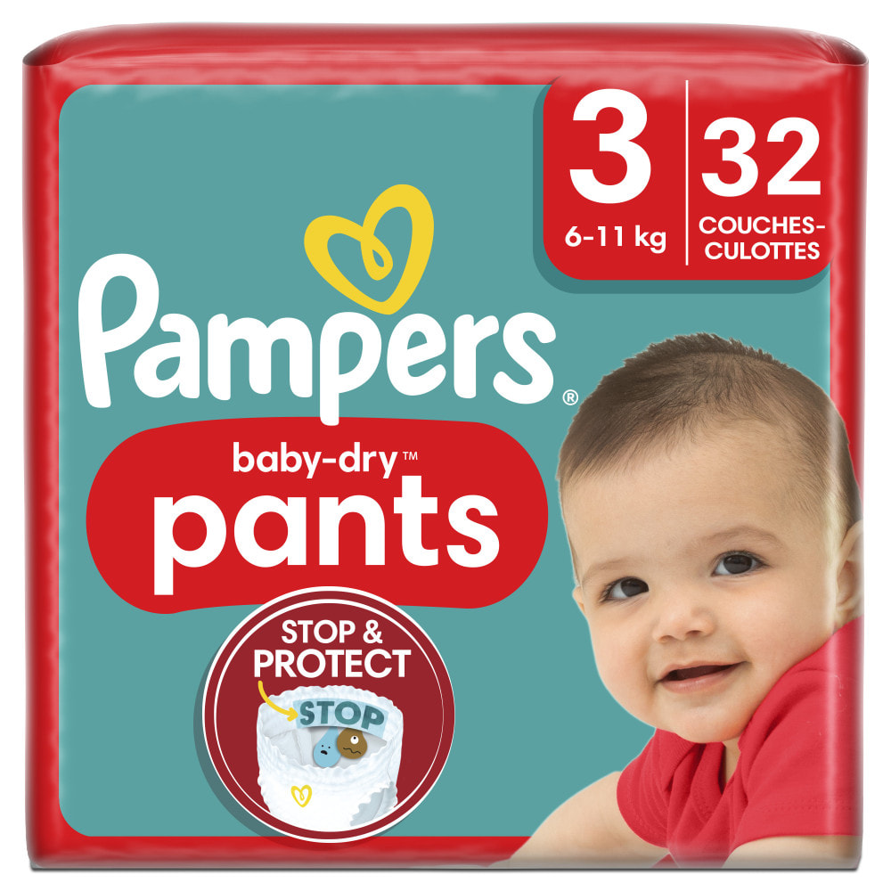 4x32 Couches-Culottes Baby Dry Taille 3, Pampers