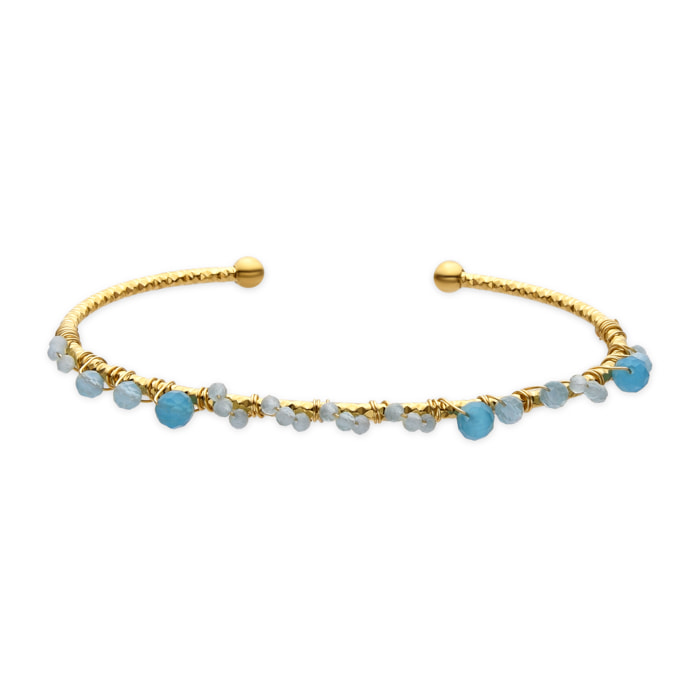 Brazalete con Cristal Azul acabado oro 18k