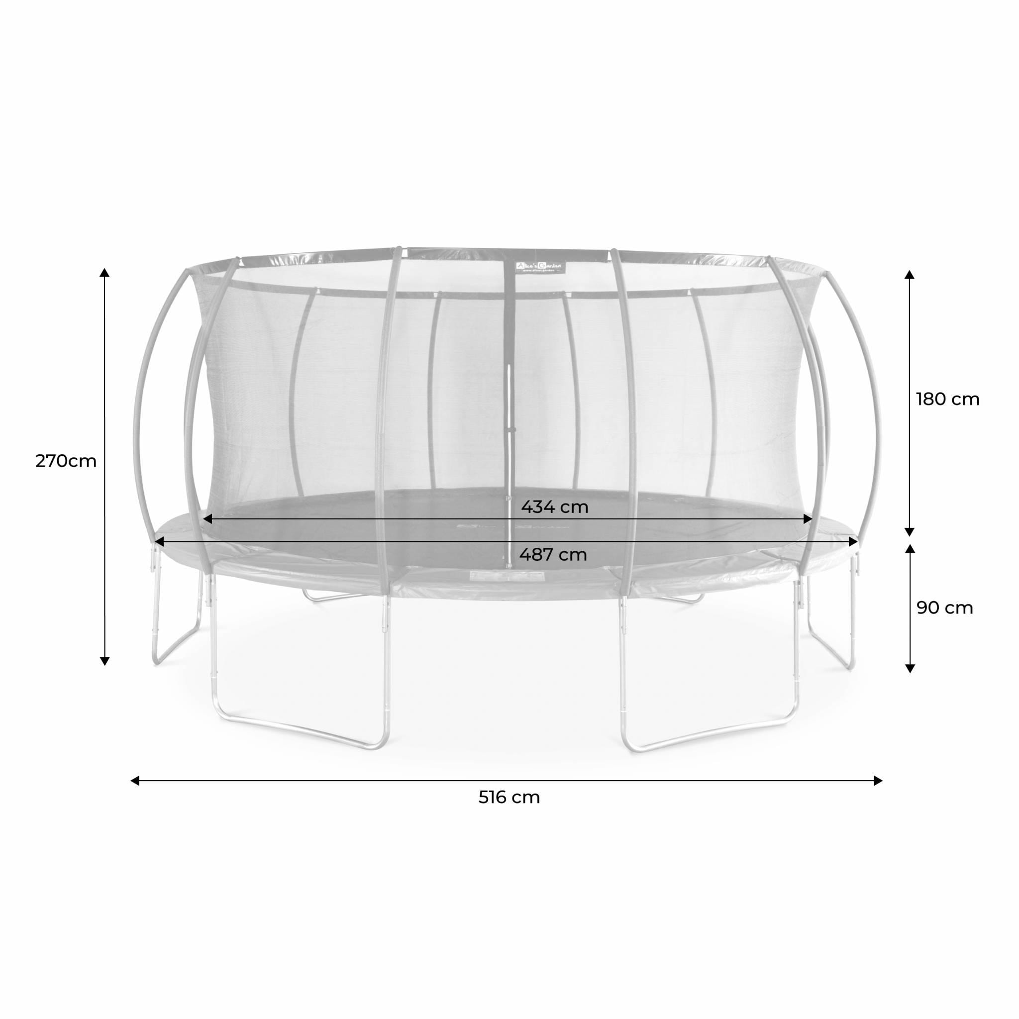 Trampoline rond Ø 490cm gris avec filet de protection intérieur - Jupiter Inner – Nouveau modèle - trampoline de jardin 4.90m 490 cm |Design | Qualité PRO | Normes EU
