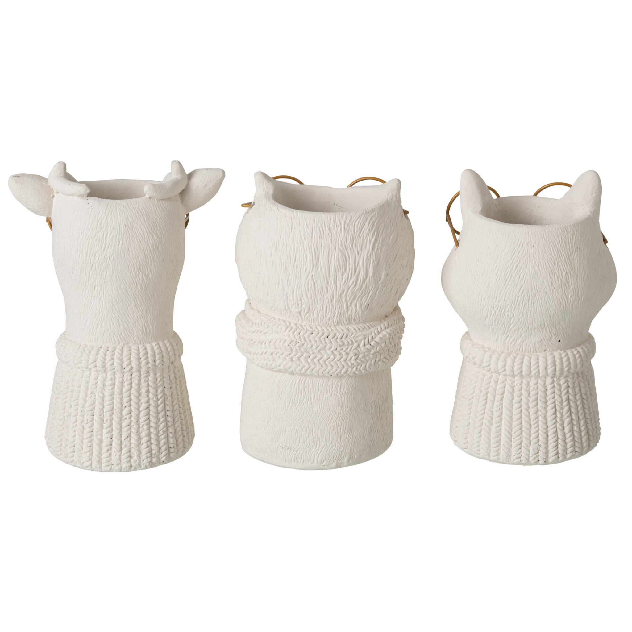 J-Line 3 cache-pots - ciment - beige clair/doré