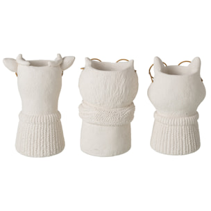 J-Line 3 cache-pots - ciment - beige clair/doré