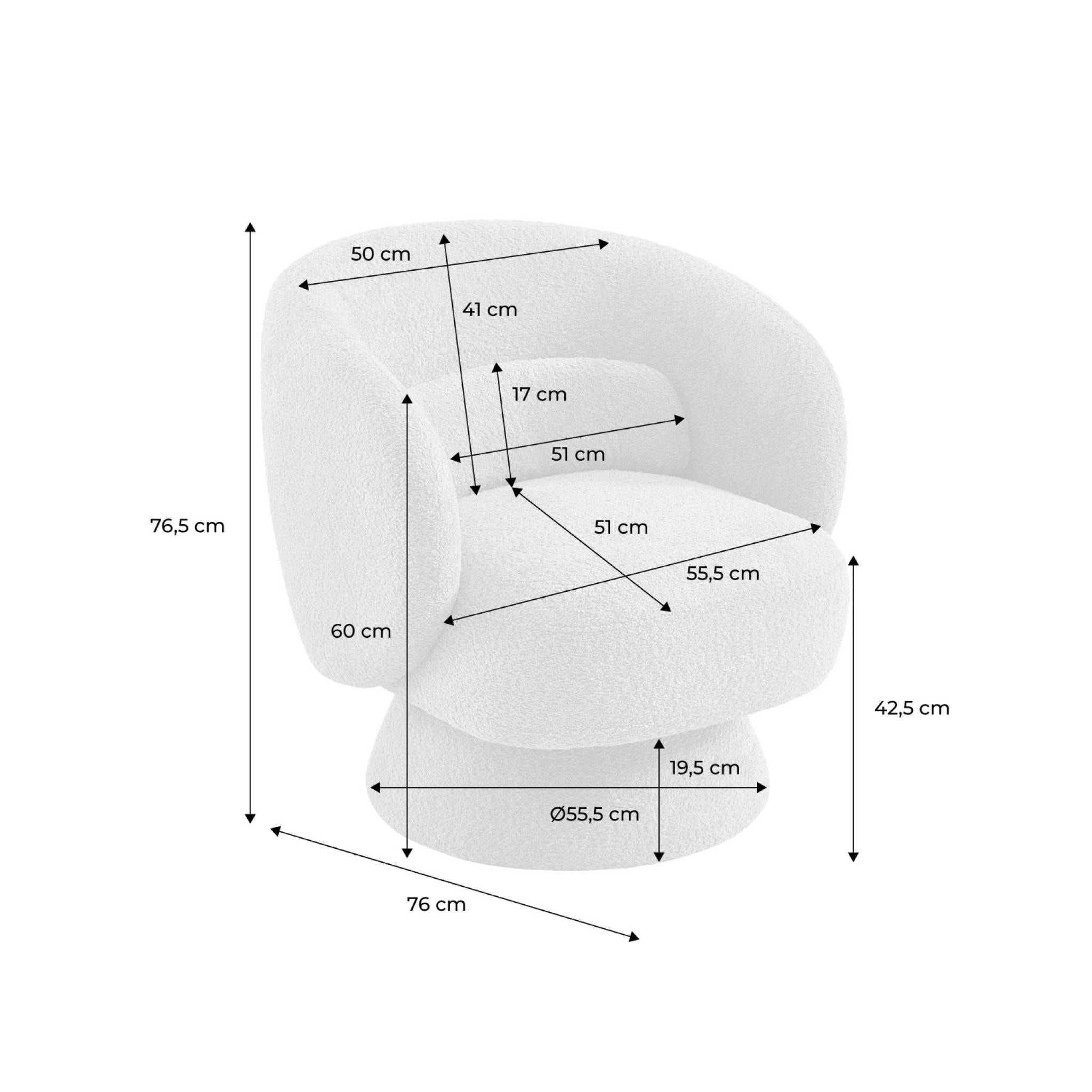 Fauteuil pivotant 360° tissu ELIAS