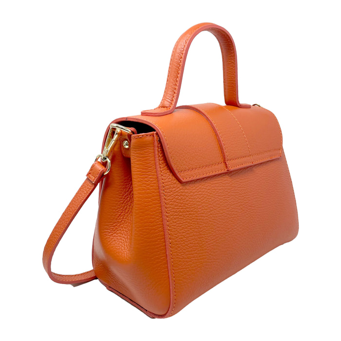 Chicca Borse - Borsa a Mano Donna in Vera Pelle - Colore Arancione