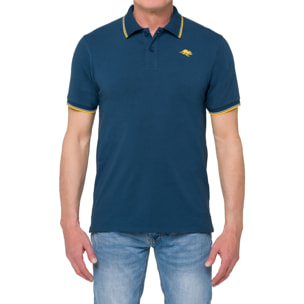 Polo con righine AMAK cotone jersey Blu indigo