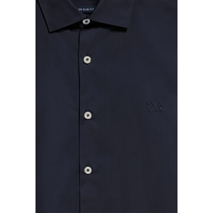 Camicia slim popeline blu marino con logo Polo Club ricamato