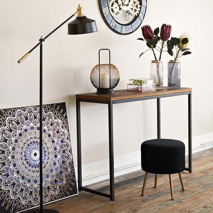 Lampadaire arc "Flower" noir - métal H155 cm