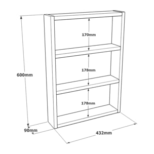 Mensola Dalbier, Scaffale, Ripiano a muro, Scaffalatura multiuso, 43x9h60 cm, Bianco