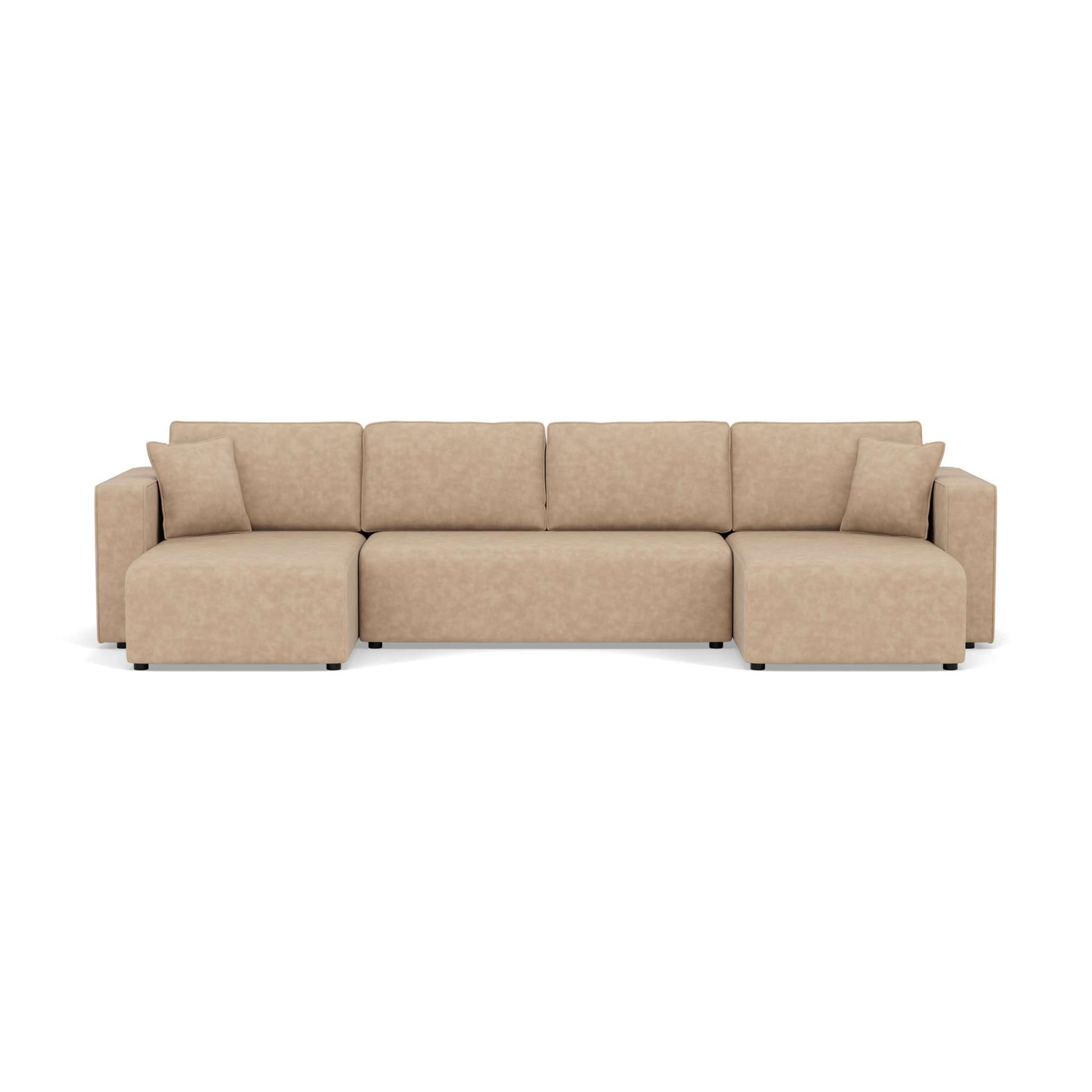 Topaze - canapé panoramique en U 7 places convertible avec coffre en simili - Beige