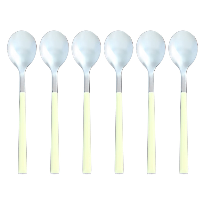 Lot de 6 cuillères à café crème en acier inoxydable  COLORAMA
