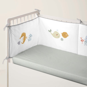 Protector de cuna - 100% Algodón - Con Cintas - Ocean Life