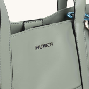 Bolso Shopper Verde Agua con Bolsillo Frontal y Charms CHARMS SHOPPER AQUA