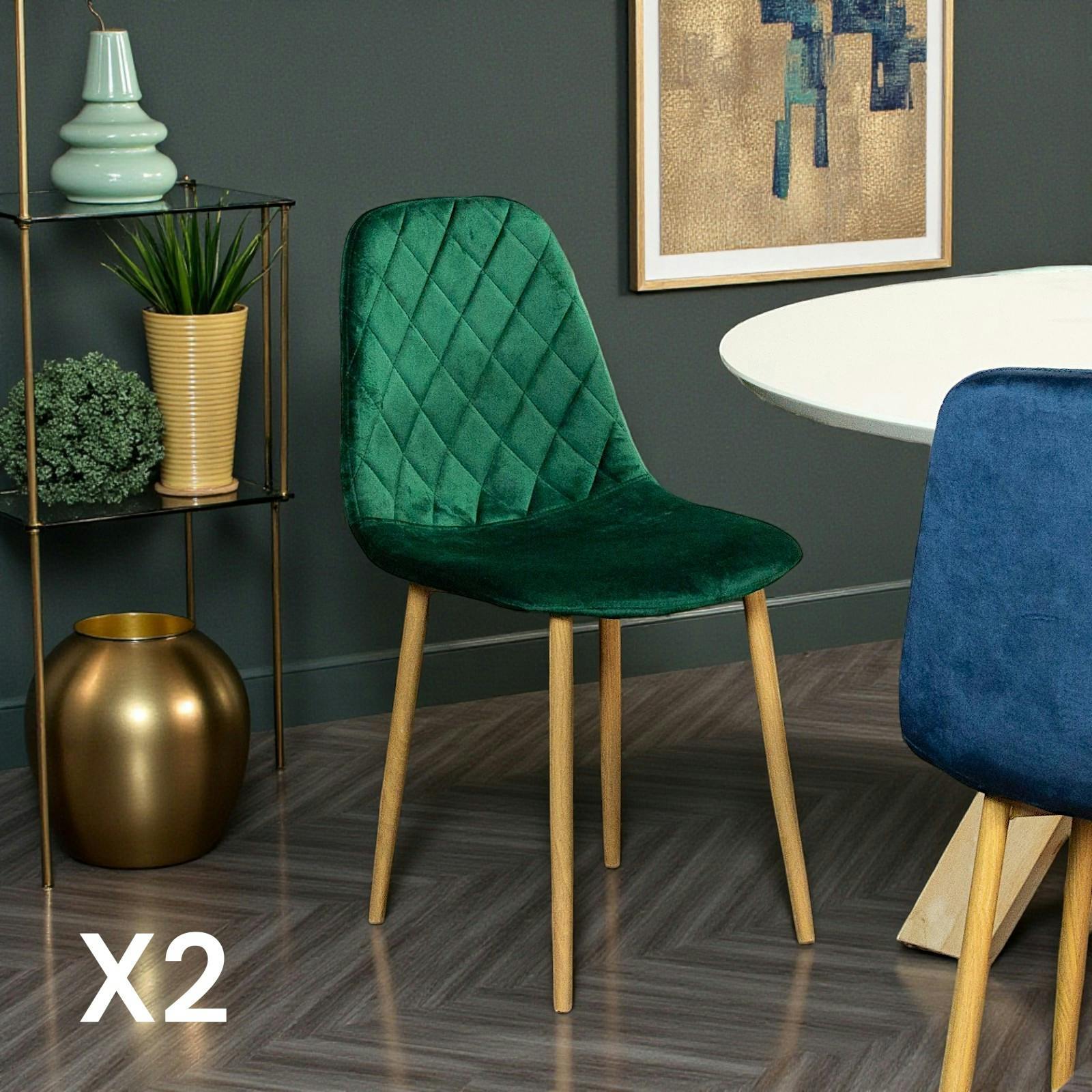 Chaise velours verte (lot de 2) HAWAI