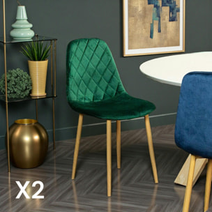 Chaise velours verte (lot de 2) HAWAI